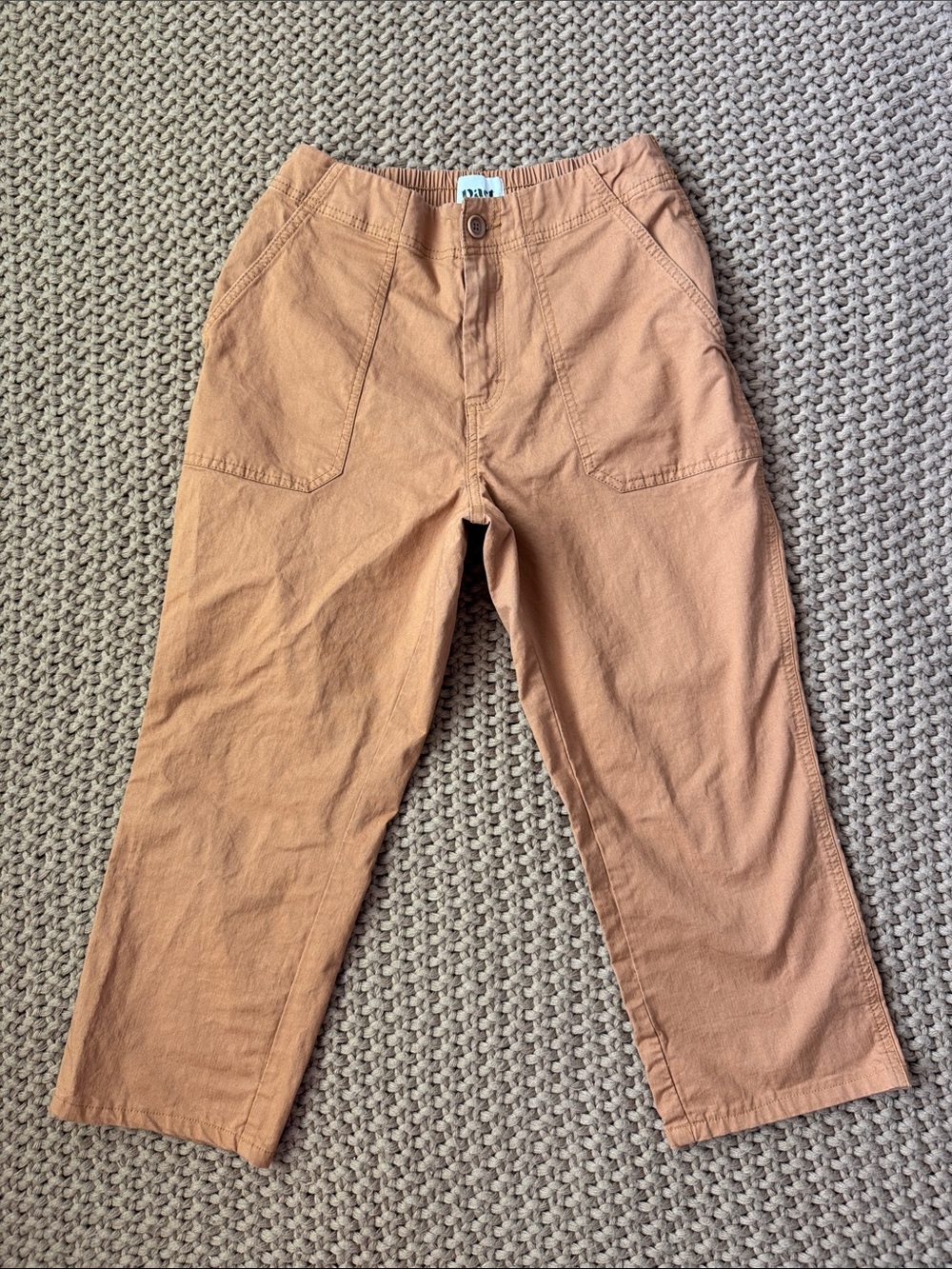 PACT Organic Cotton Cropped Pants Small Terracotta Brown Cargo Utility